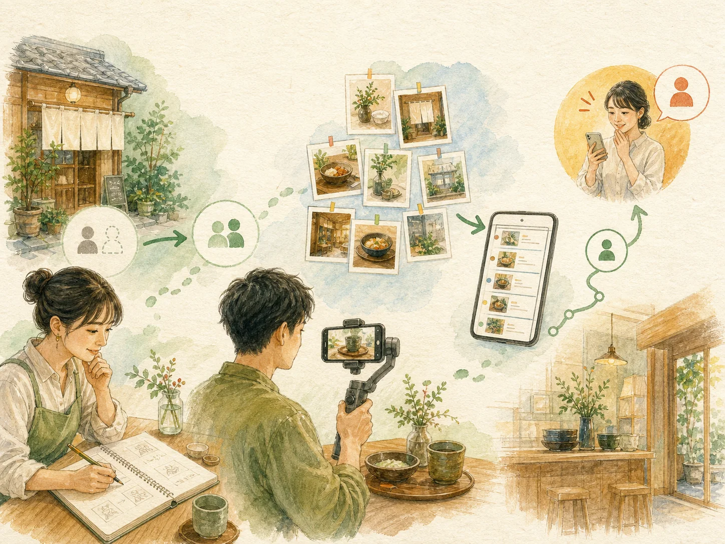SNSの企画から投稿、問い合わせまでをつなぐイラスト